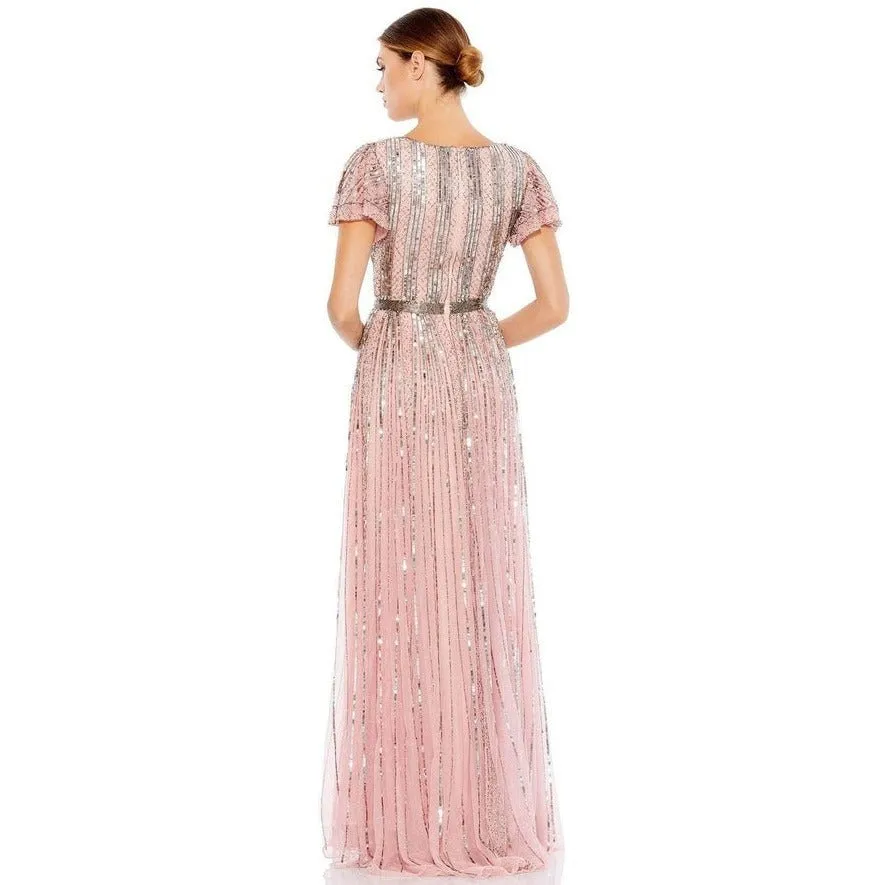 5444 SHORT SLEEVE EMBELLISHED DRESS