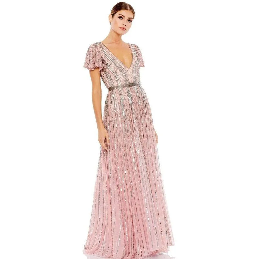 5444 SHORT SLEEVE EMBELLISHED DRESS