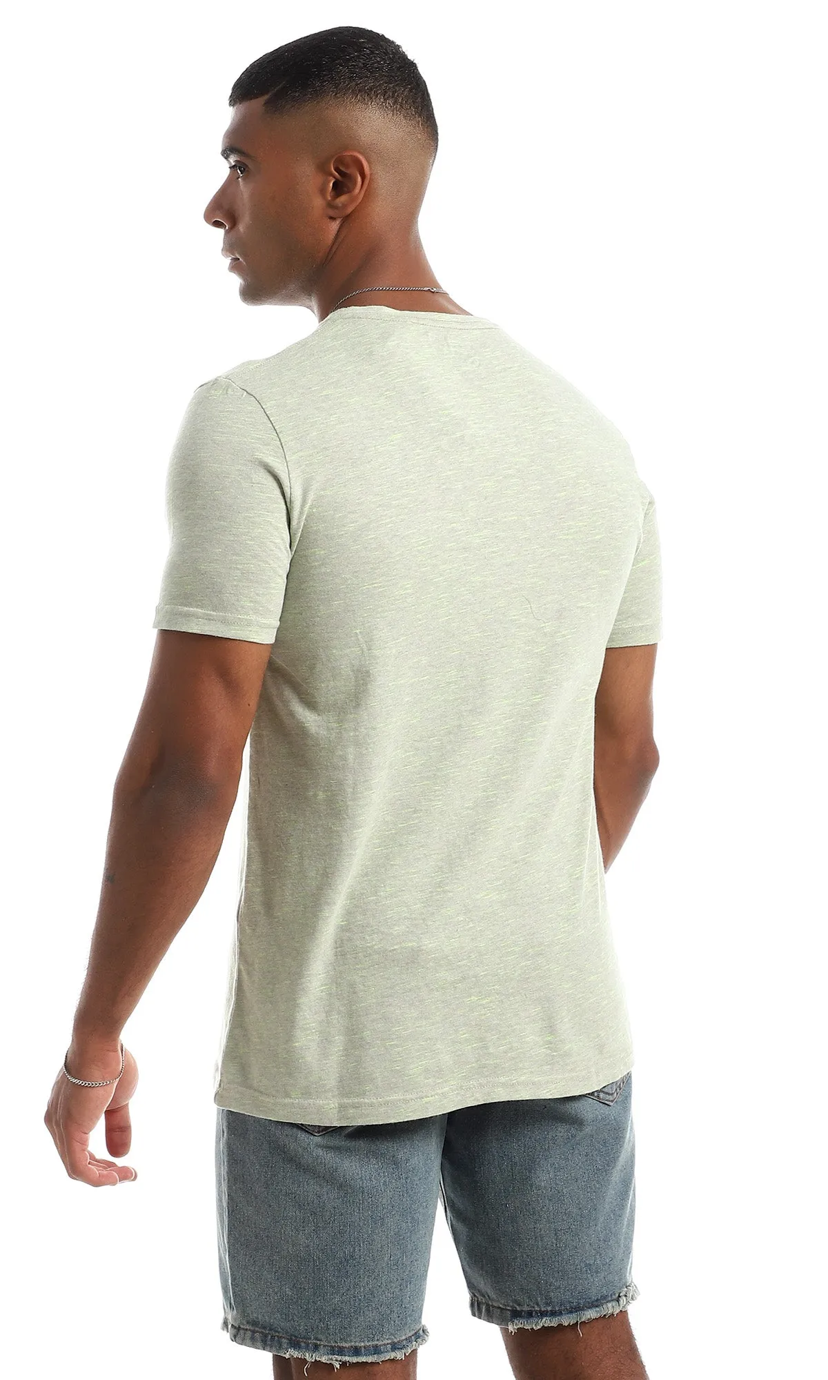 97925 Heather Mint Cotton V Neck T-Shirt