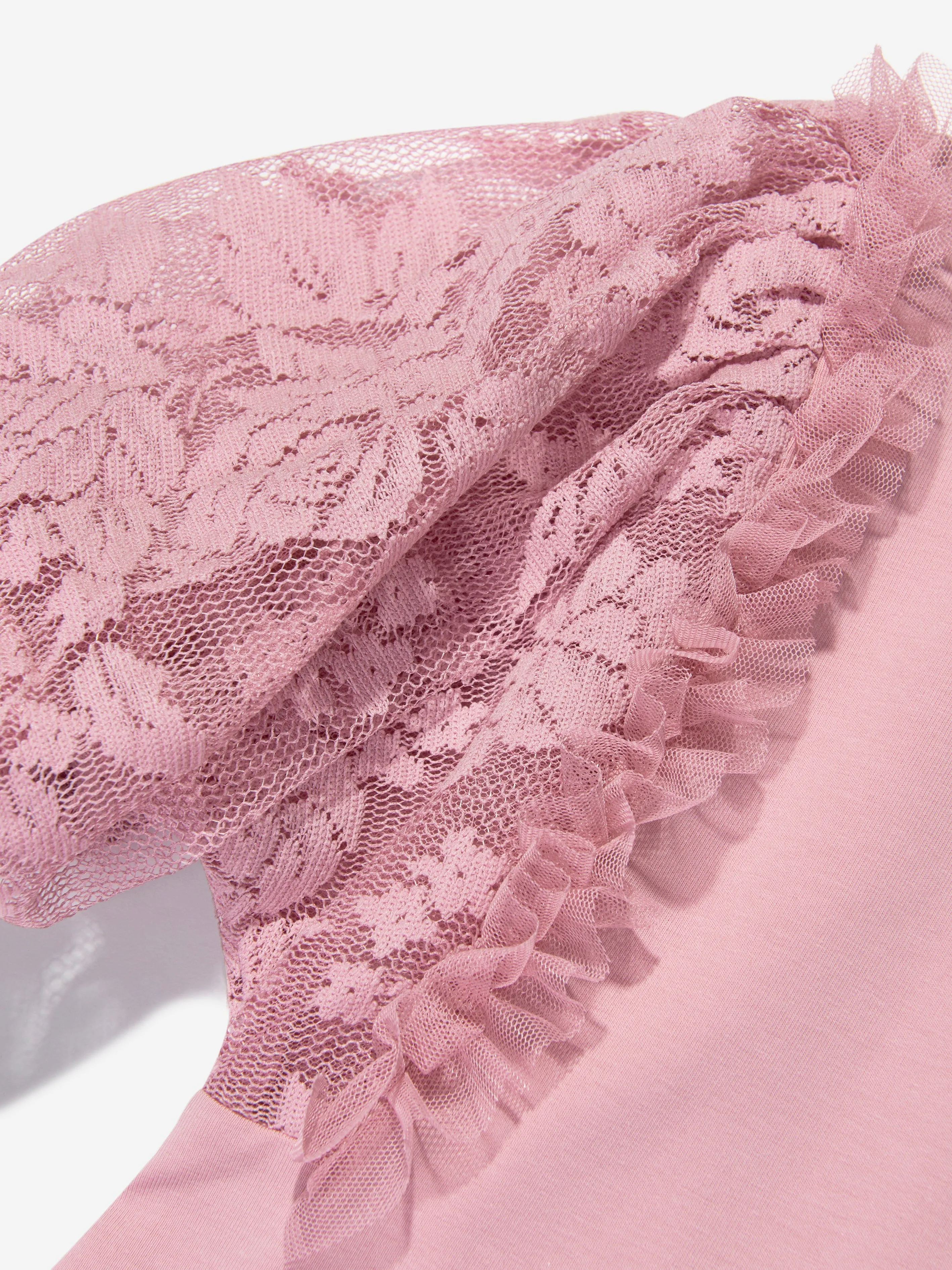 Angels Face Girls Vivian Lace Sleeve Top in Pink