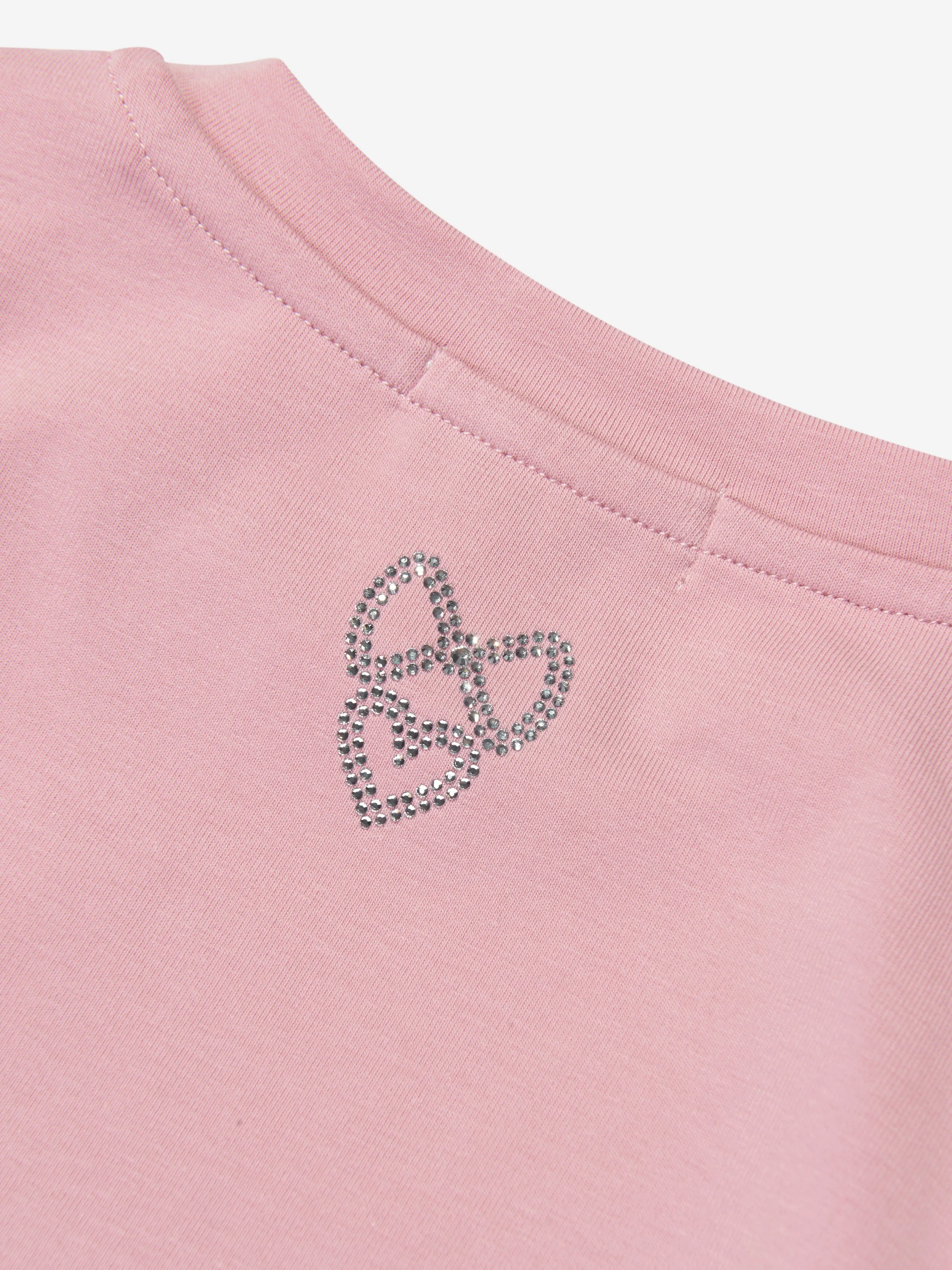 Angels Face Girls Vivian Lace Sleeve Top in Pink