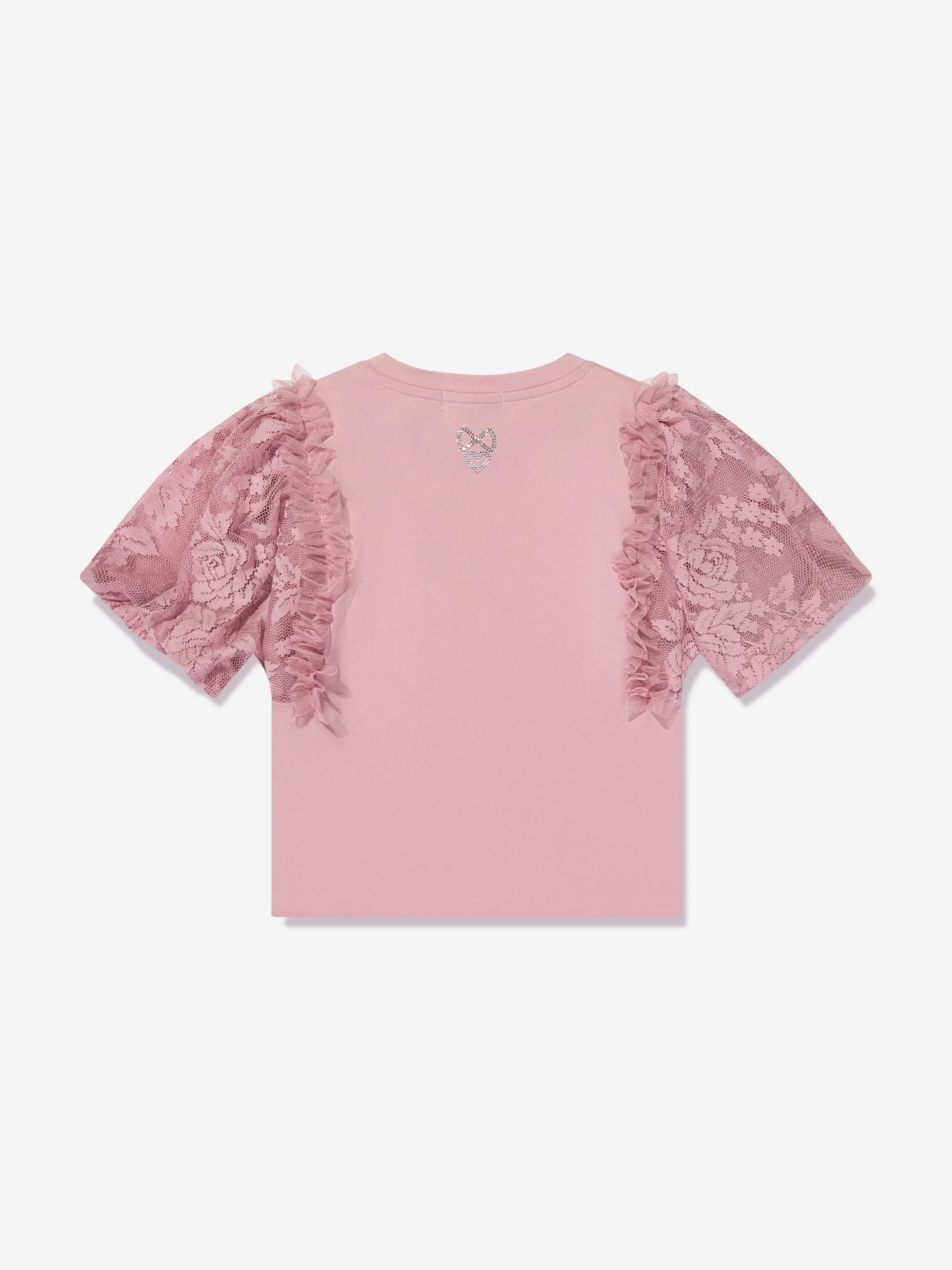 Angels Face Girls Vivian Lace Sleeve Top in Pink