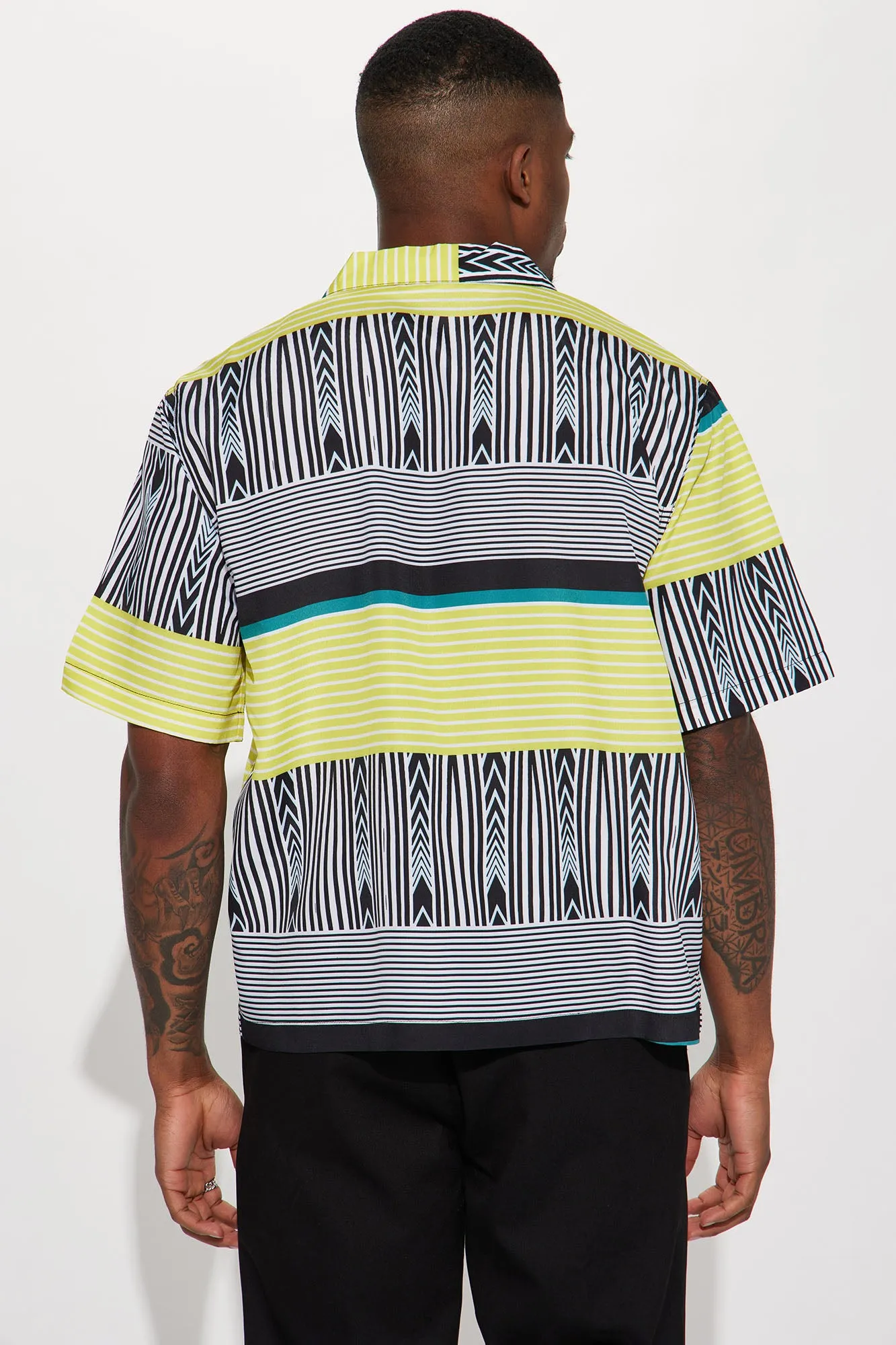Art Deco Short Sleeve Button Up - Multi Color