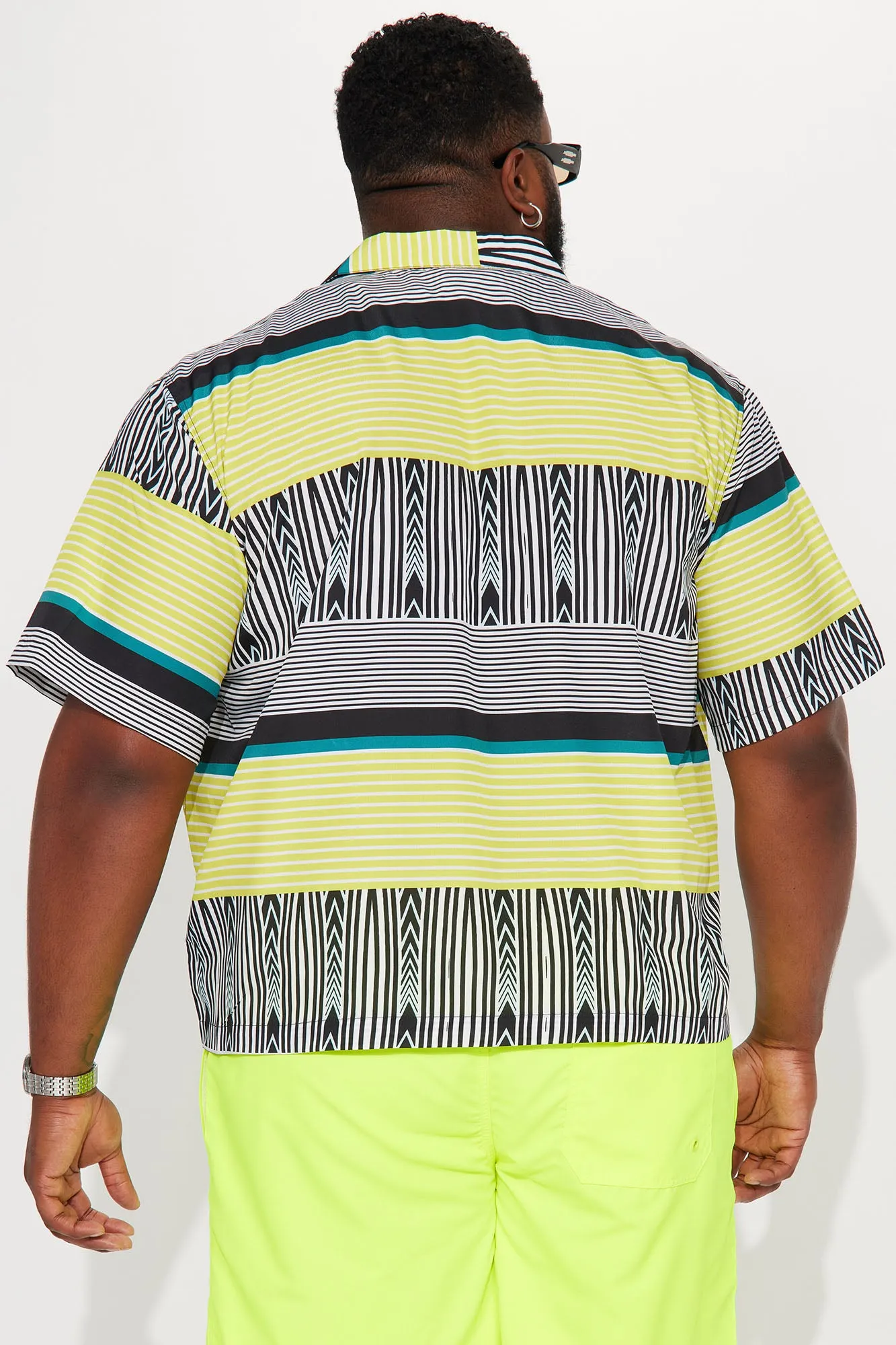 Art Deco Short Sleeve Button Up - Multi Color
