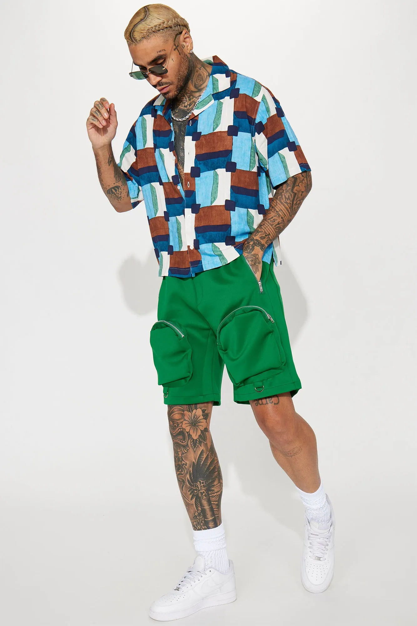 Art Like Button Up Shirt - Blue/combo