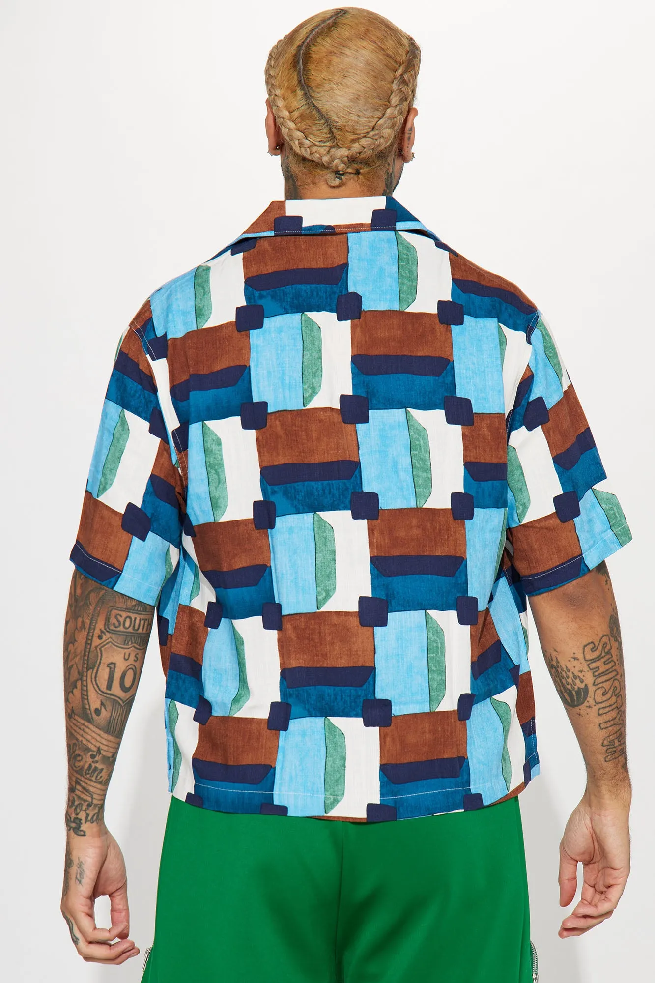 Art Like Button Up Shirt - Blue/combo