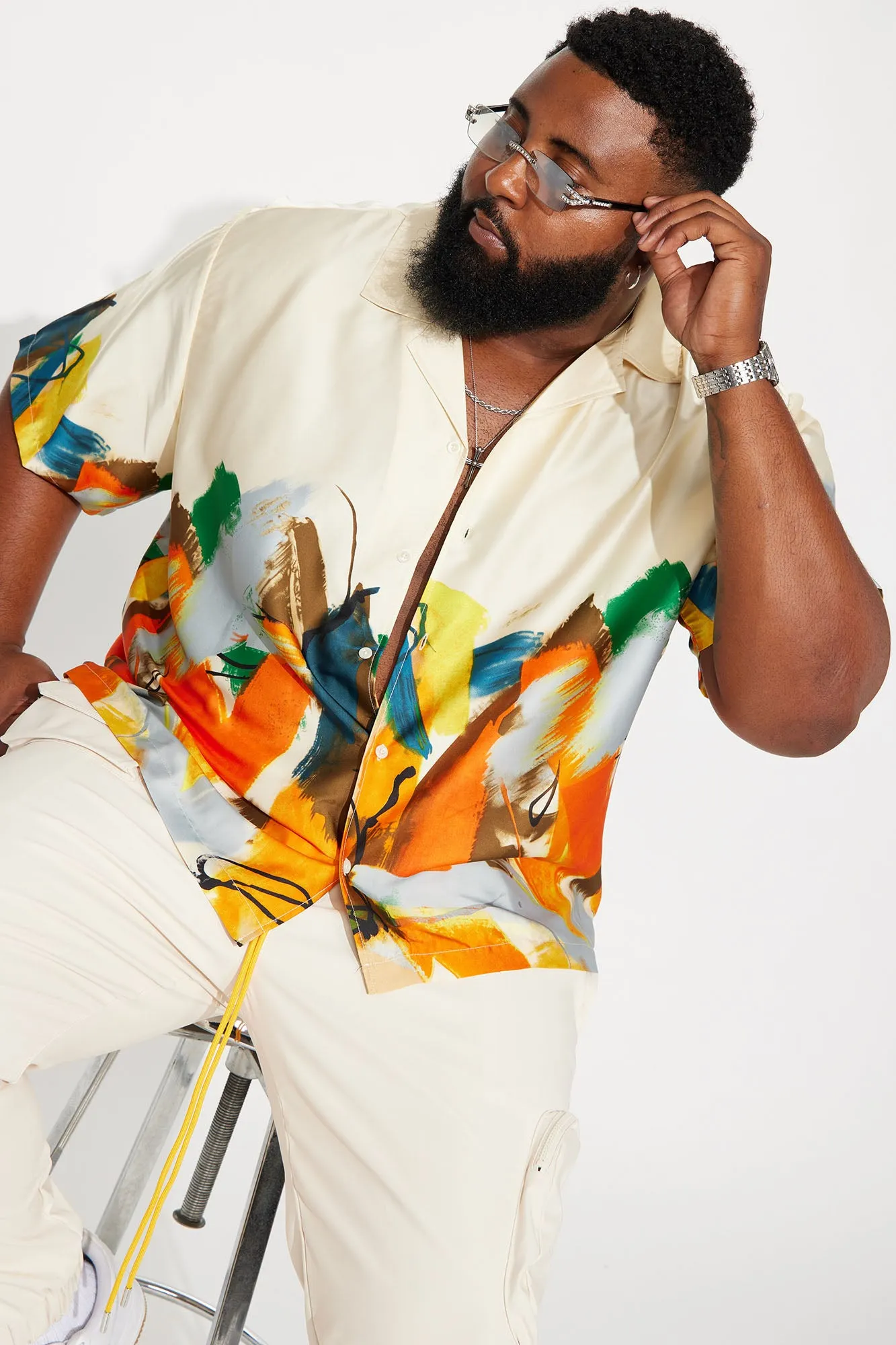 Art Of The Hustle Button Up Shirt - Multi Color
