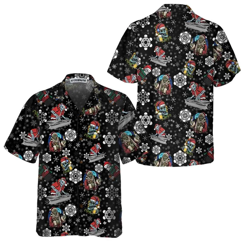 Christmas Party Night With Skeletons Hawaiian Shirt, Santa Skeleton Shirt, Best Gift For Christmas