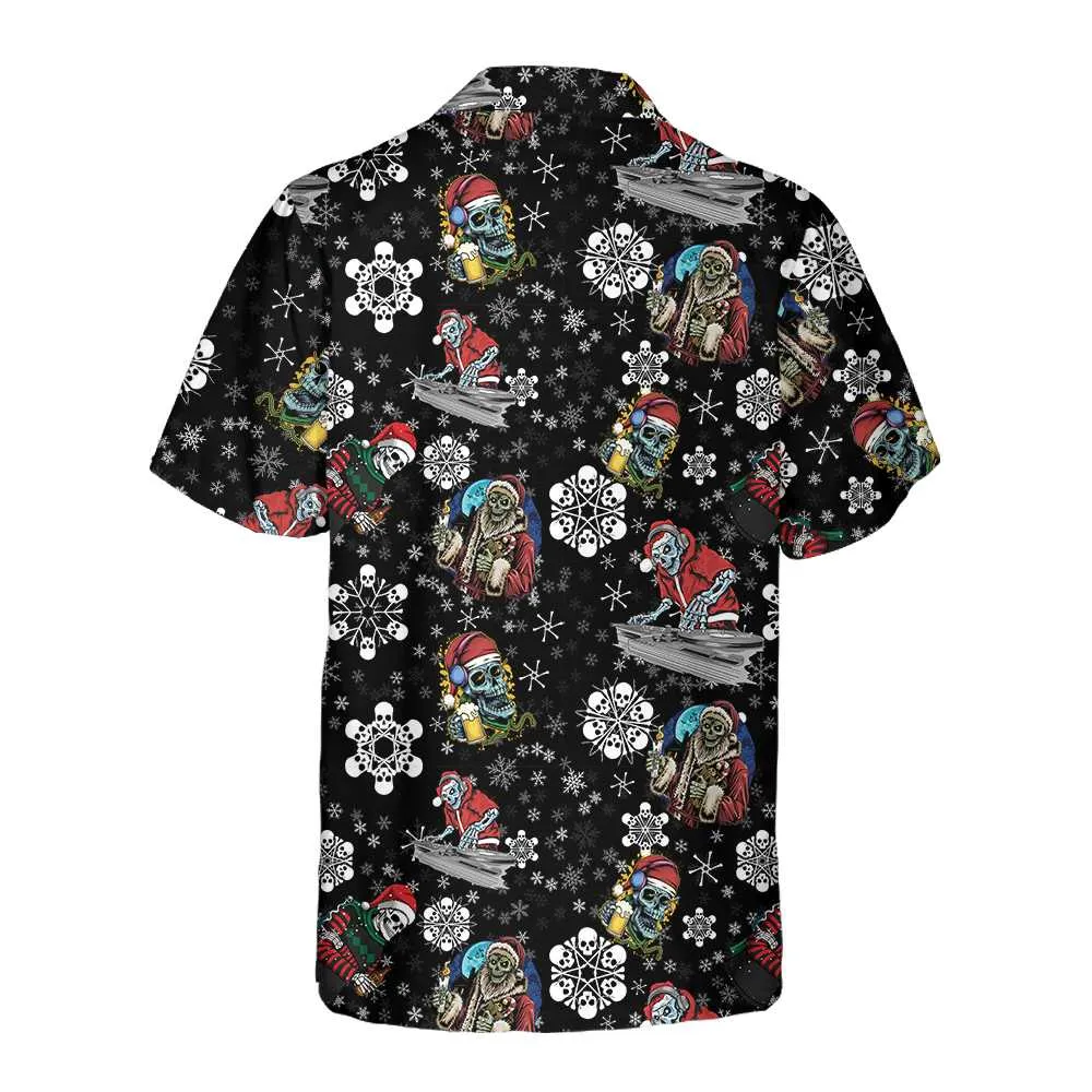 Christmas Party Night With Skeletons Hawaiian Shirt, Santa Skeleton Shirt, Best Gift For Christmas