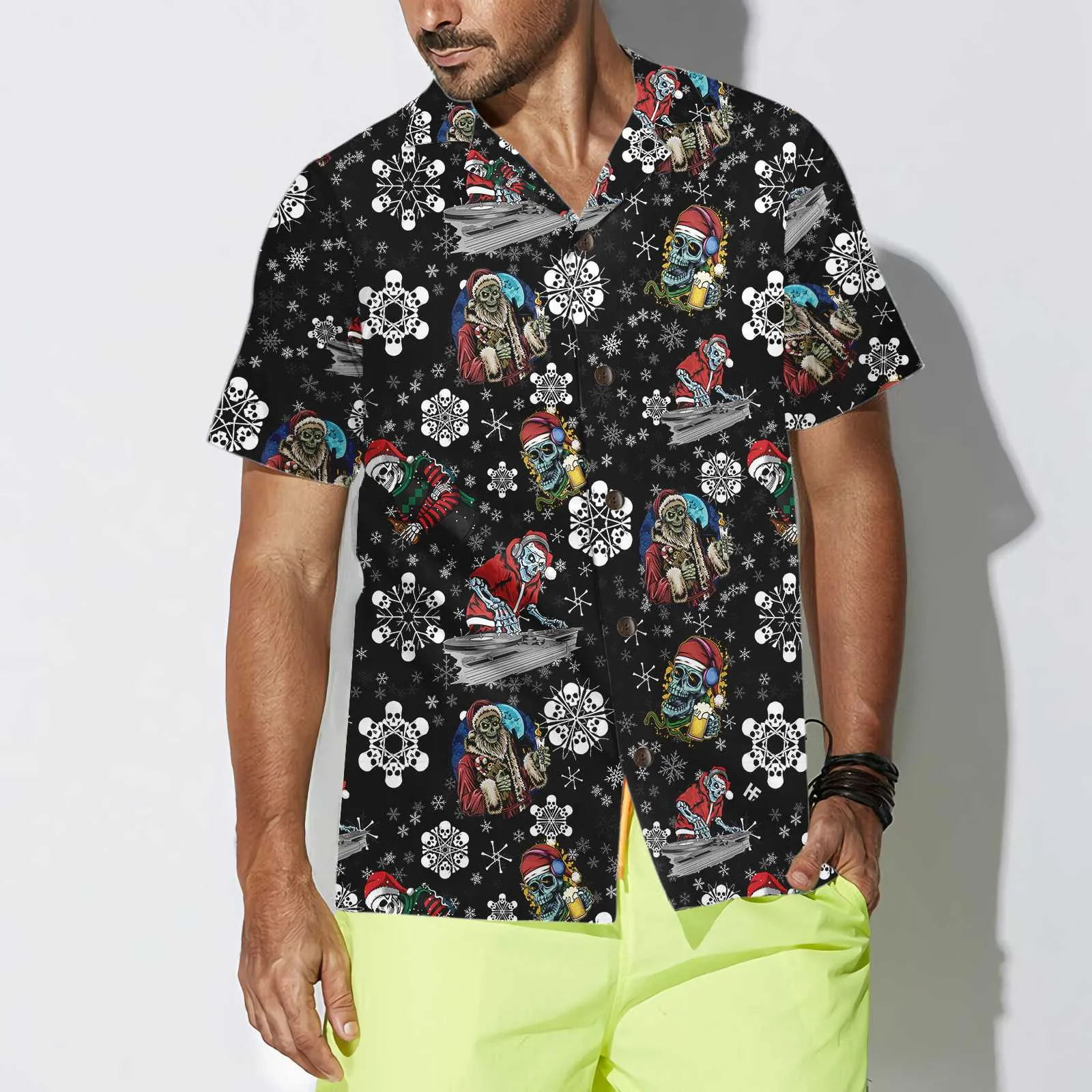 Christmas Party Night With Skeletons Hawaiian Shirt, Santa Skeleton Shirt, Best Gift For Christmas
