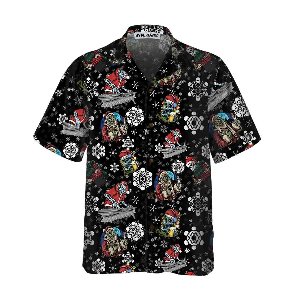 Christmas Party Night With Skeletons Hawaiian Shirt, Santa Skeleton Shirt, Best Gift For Christmas