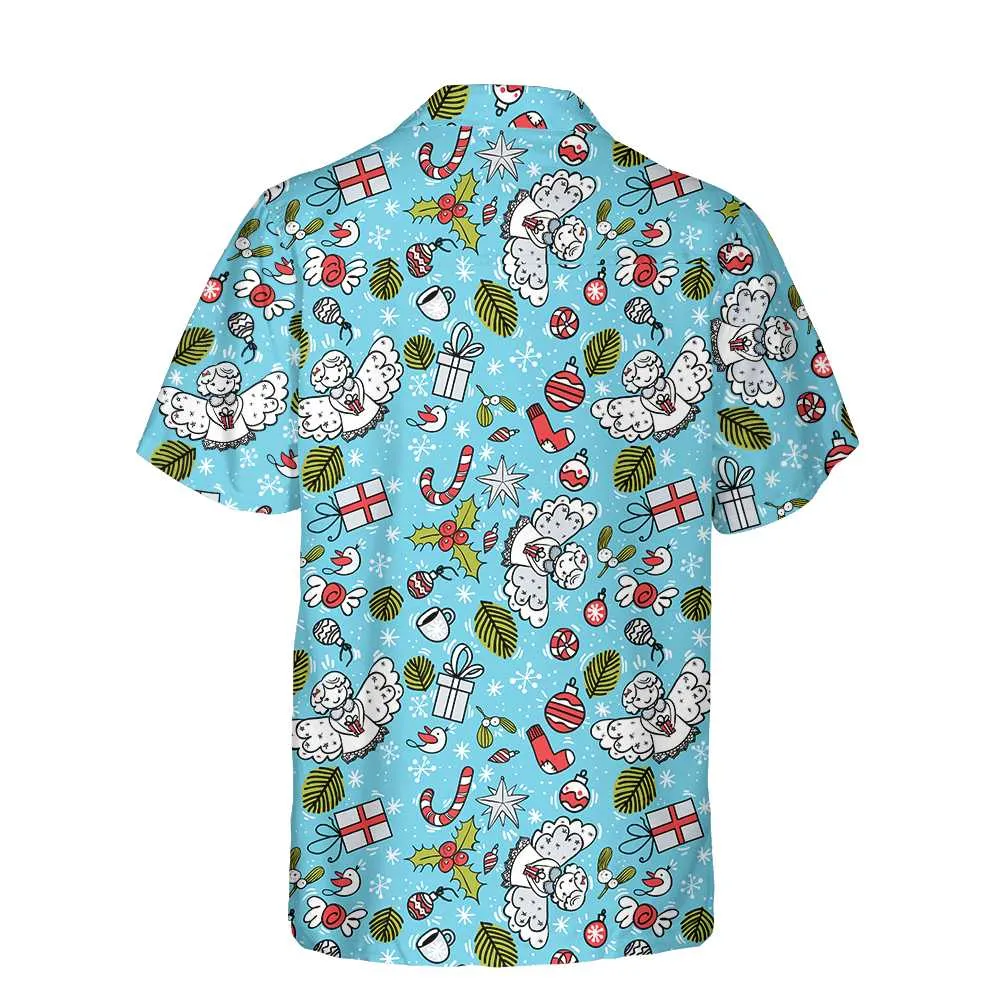 Christmas Pattern With Angel Christmas Hawaiian Shirt, Best Gift For Christmas Day