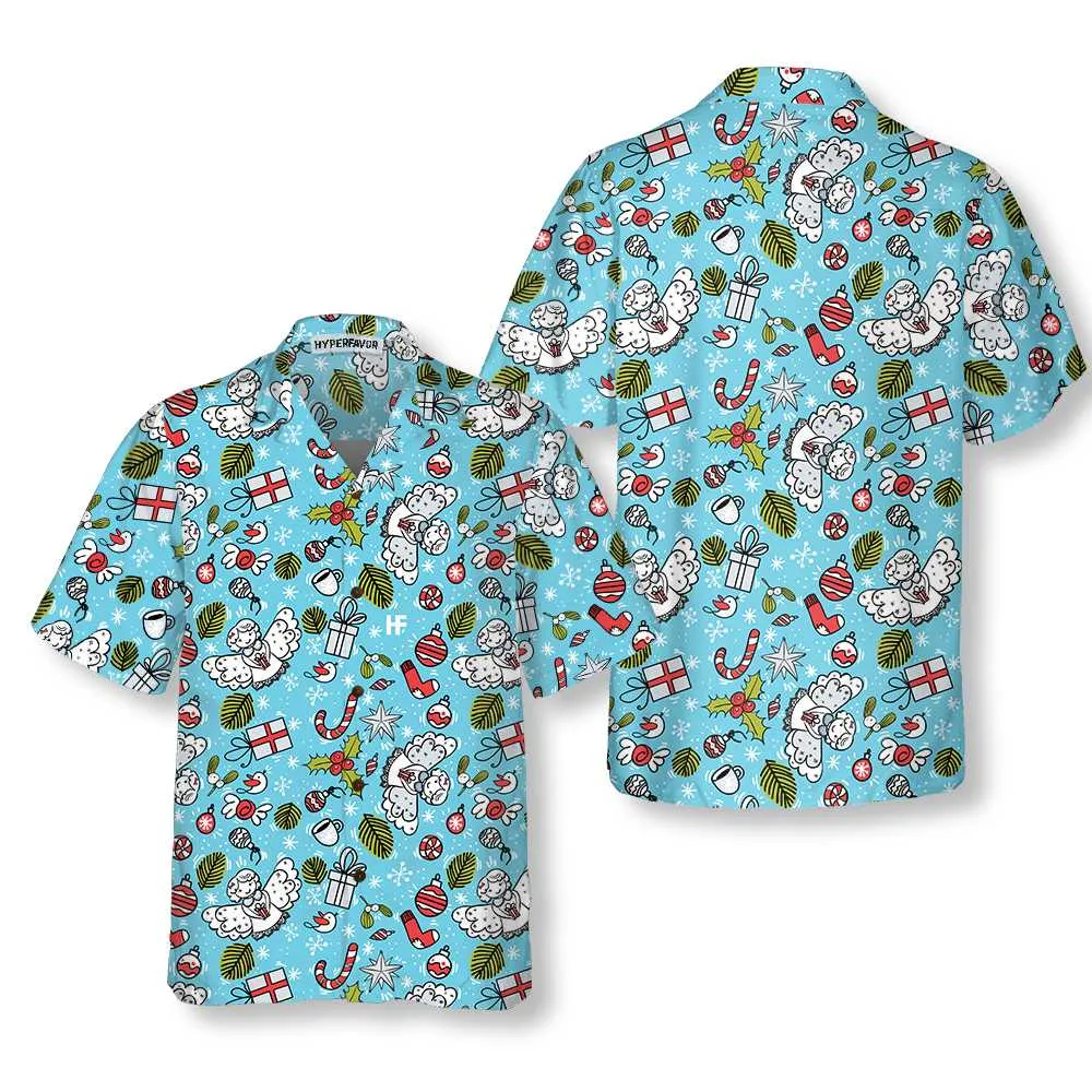 Christmas Pattern With Angel Christmas Hawaiian Shirt, Best Gift For Christmas Day