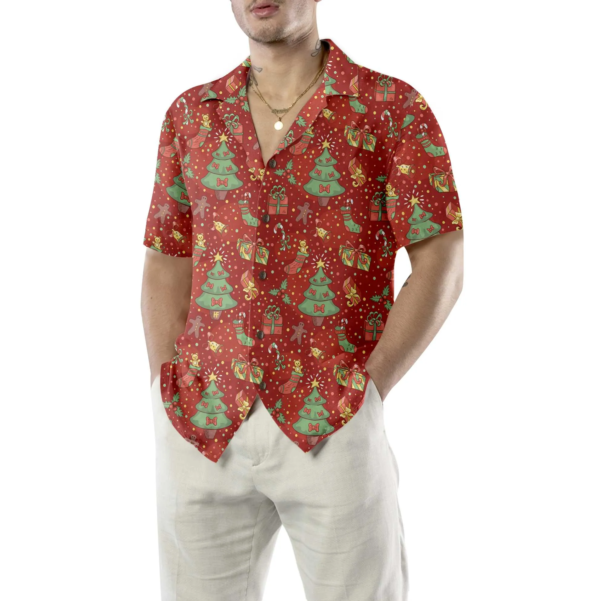 Christmas Pattern With Confetti Hawaiian Shirt, Festive Christmas Hawaiian Shirt