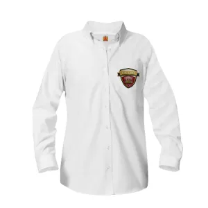 Cicero Prep Female Oxford Long Sleeve Blouse - Patch on the pocket