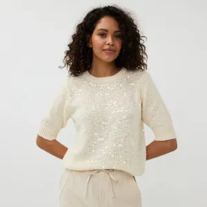 Esqualo Champagne S/S Sequins Sweater