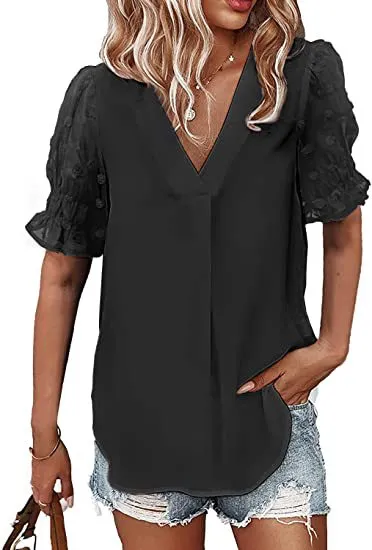 Fashion Chiffon Fur Ball Shirt