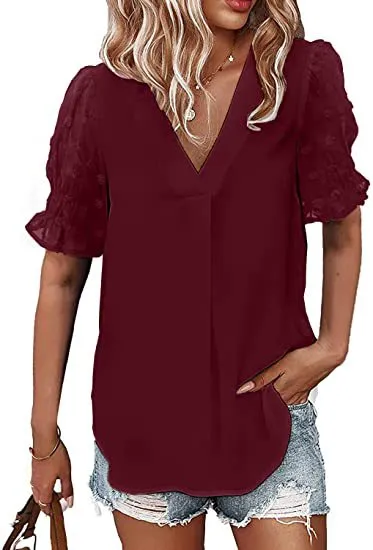Fashion Chiffon Fur Ball Shirt
