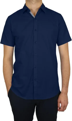 Galaxy by Harvic Mens Slim Fit Short Sleeve Button Up Dress Shirt (S- 5XL)