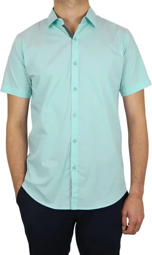 Galaxy by Harvic Mens Slim Fit Short Sleeve Button Up Dress Shirt (S- 5XL)
