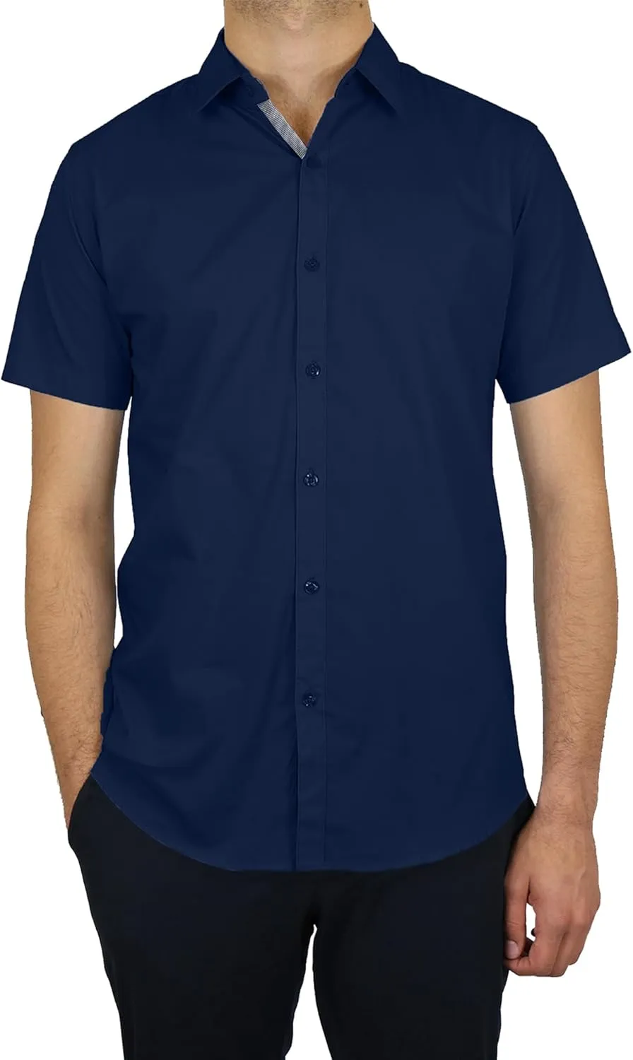 Galaxy by Harvic Mens Slim Fit Short Sleeve Button Up Dress Shirt (S- 5XL)