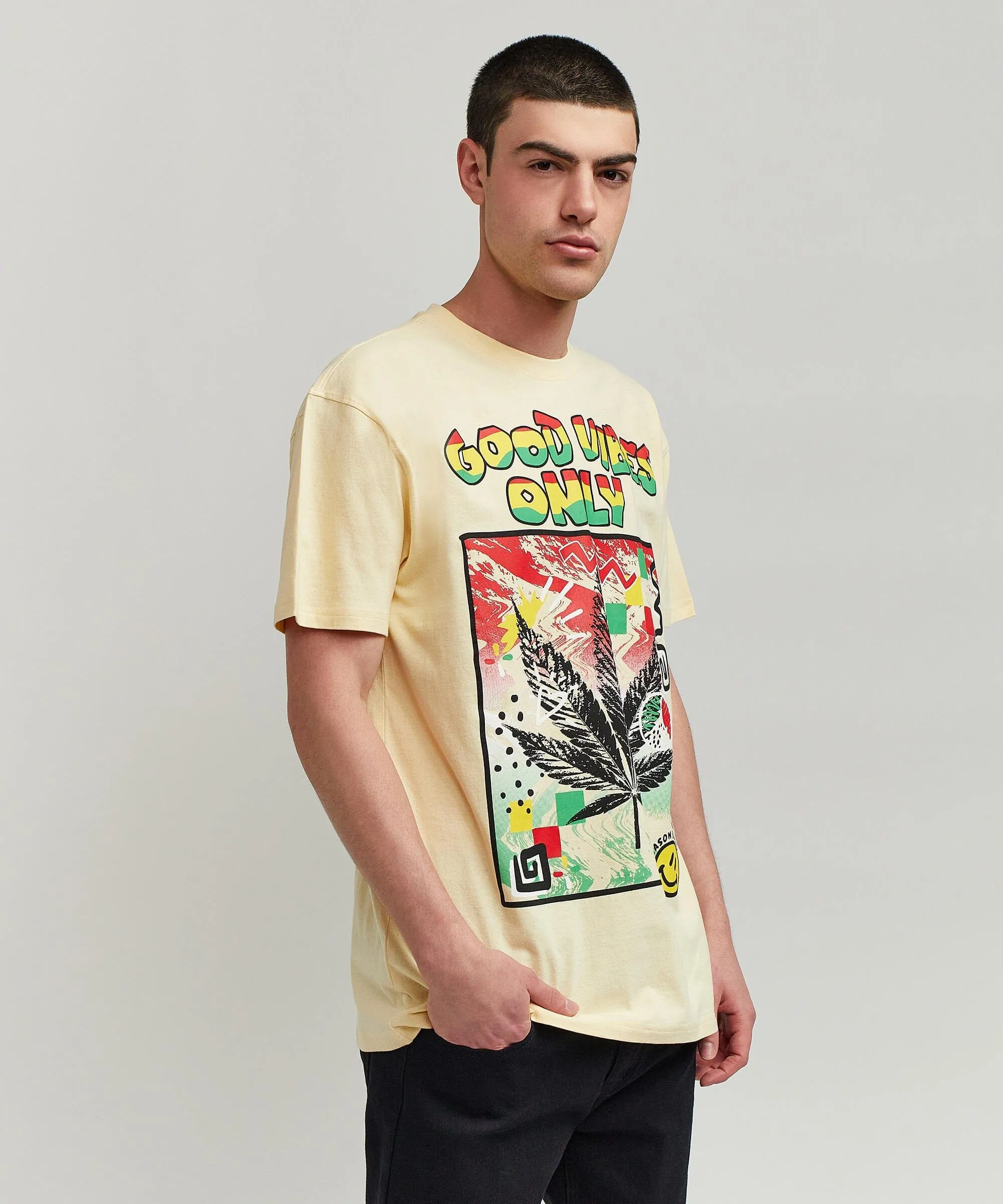 Good Vibes Only Short Sleeve Tee - Khaki