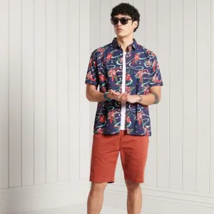 Hawaiian Box Fit Short Sleeve Shirt (Navy Aop)