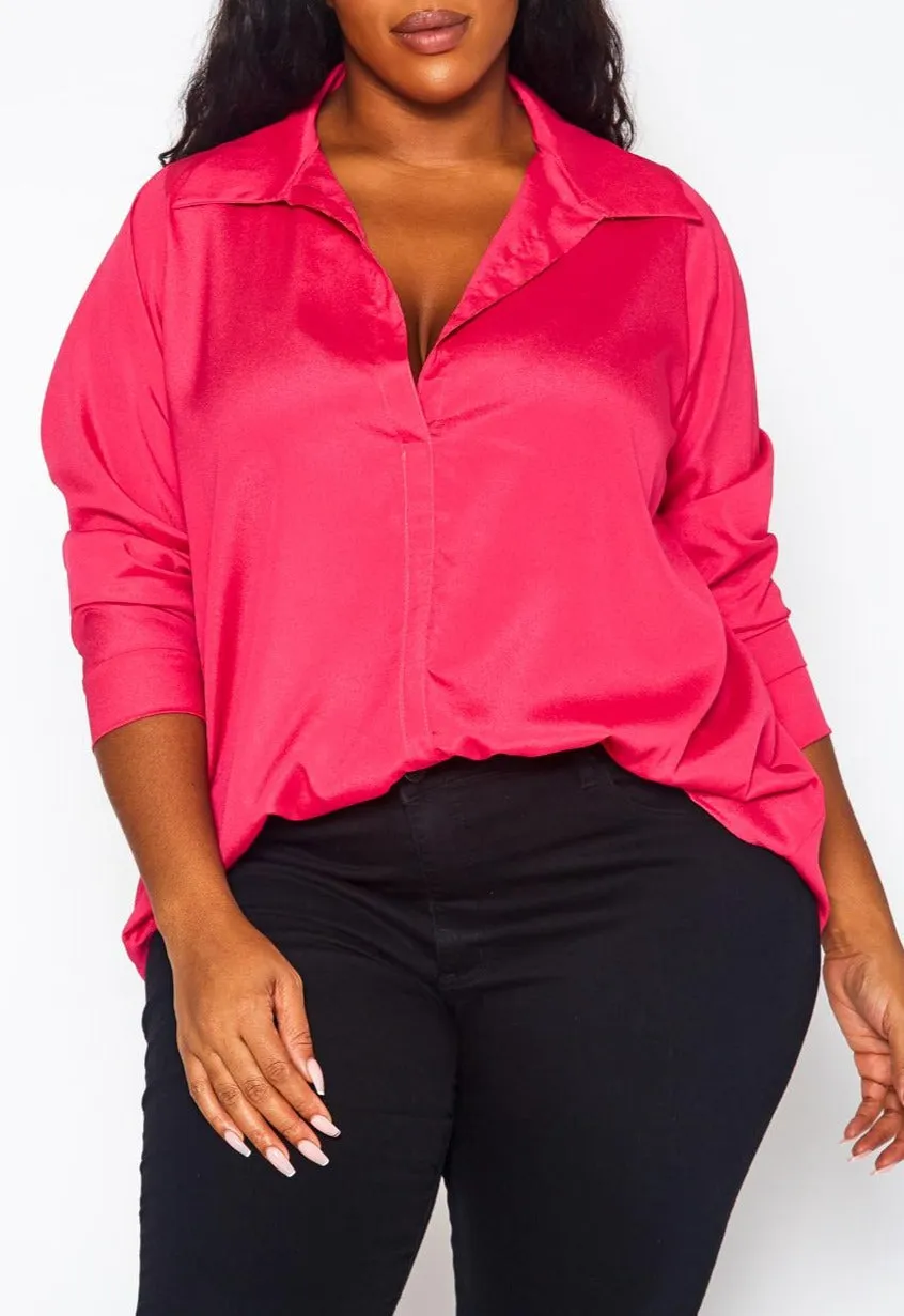 Hi Curvy Plus Size Women Solid Collar Neck Shirts