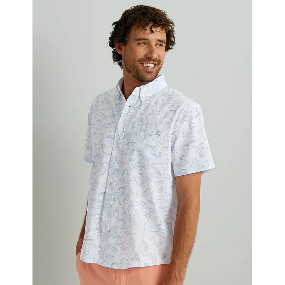 Huk KC Fish Chaos Kona Short Sleeve Sport Shirt - White