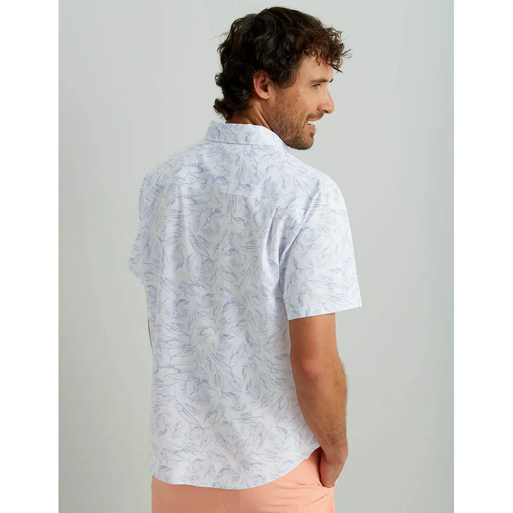 Huk KC Fish Chaos Kona Short Sleeve Sport Shirt - White
