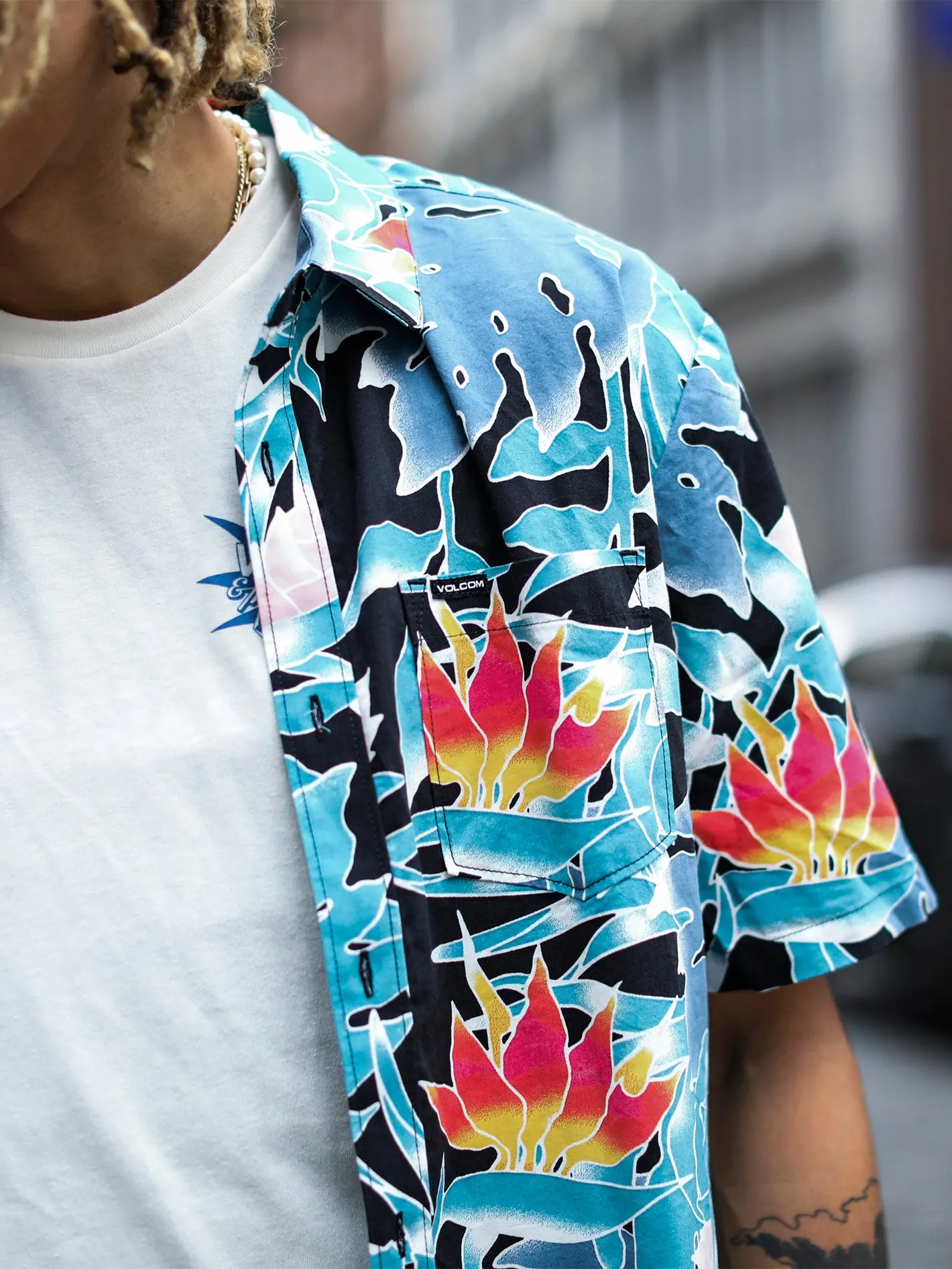 Leaf Pit Floral Short Sleeve Shirt - Black