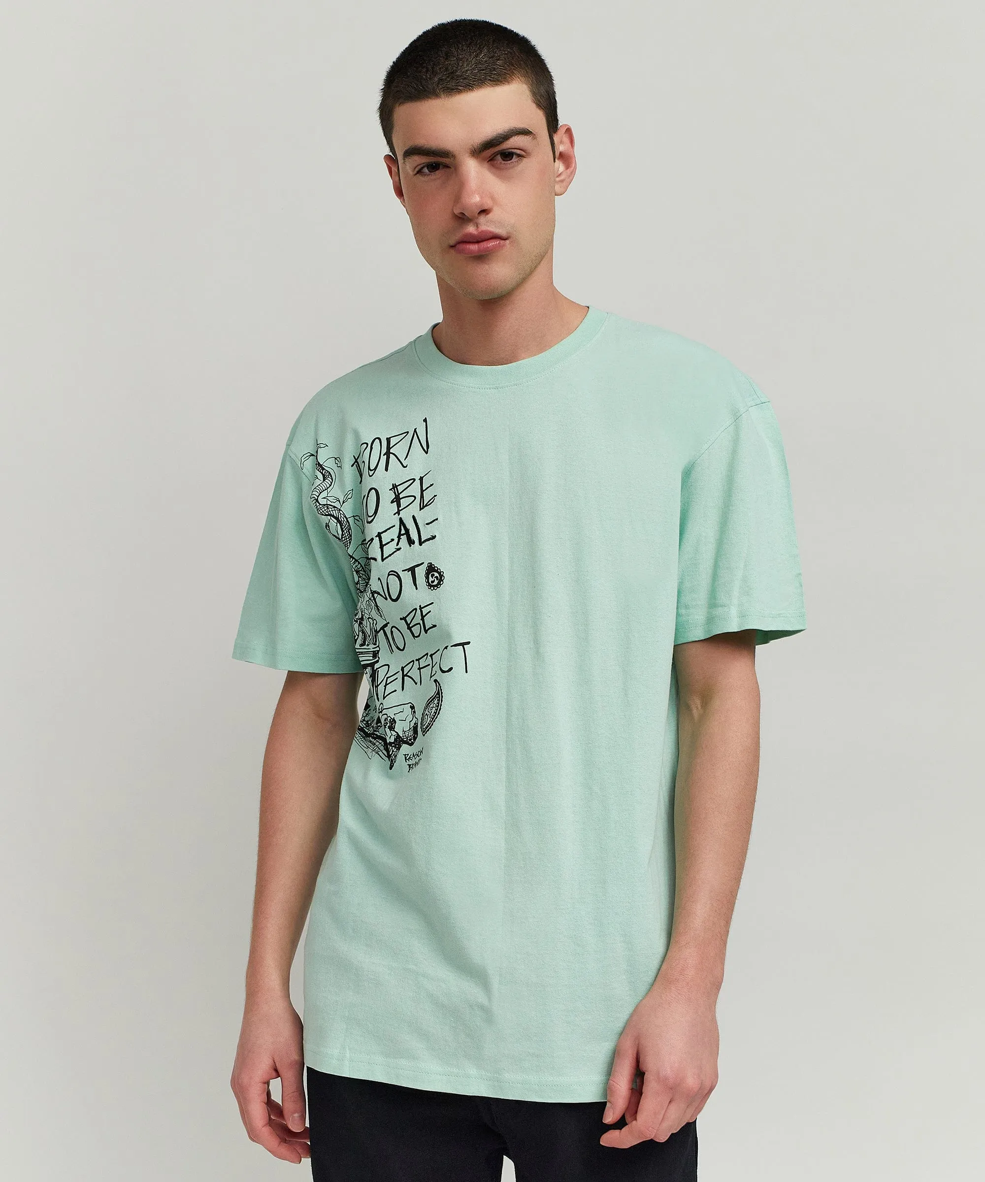 Luca Graphic Print Embroidery Short Sleeve Tee - Olive Green