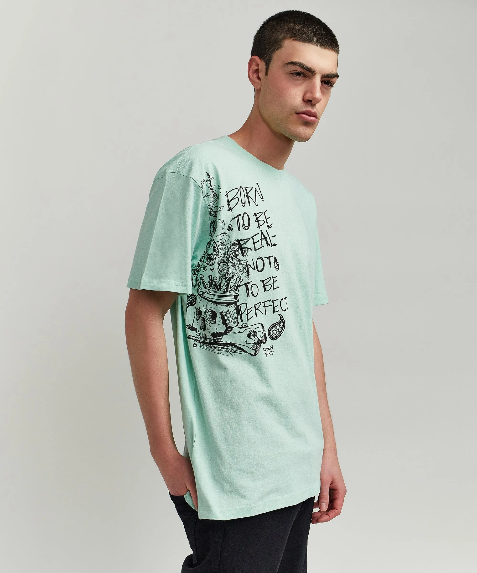 Luca Graphic Print Embroidery Short Sleeve Tee - Olive Green