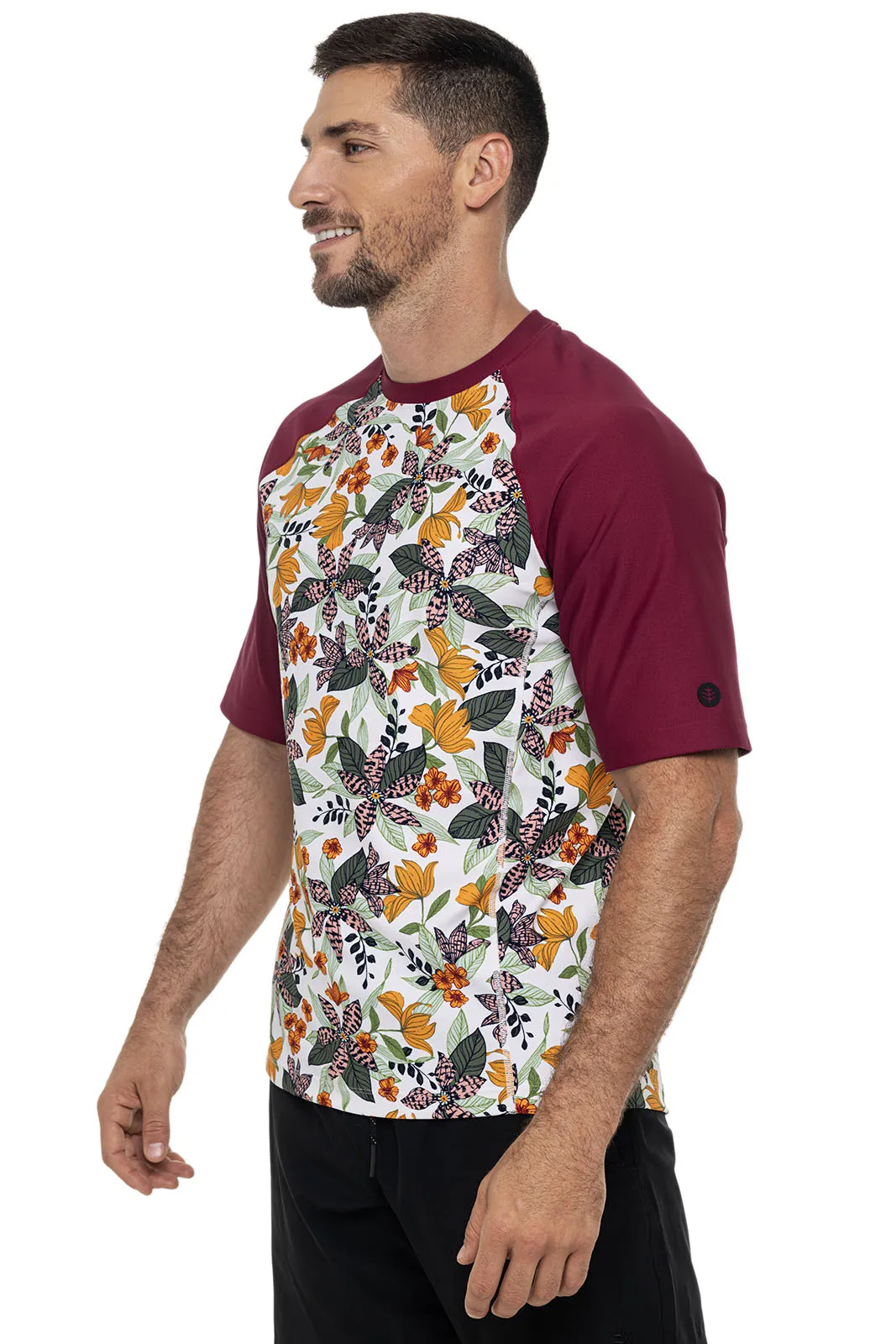 Men's Hightide Short Sleeve Swim Shirt | Apricot Crush Floral Paradise