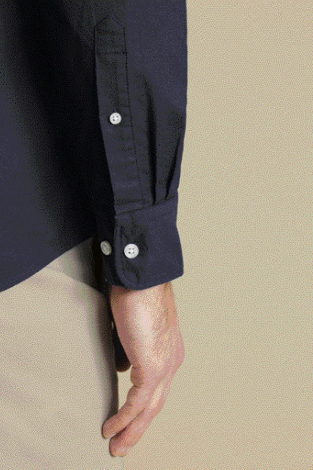 Navy Blue Button-Down Stretch Washed Oxford Slim Fit Shirt