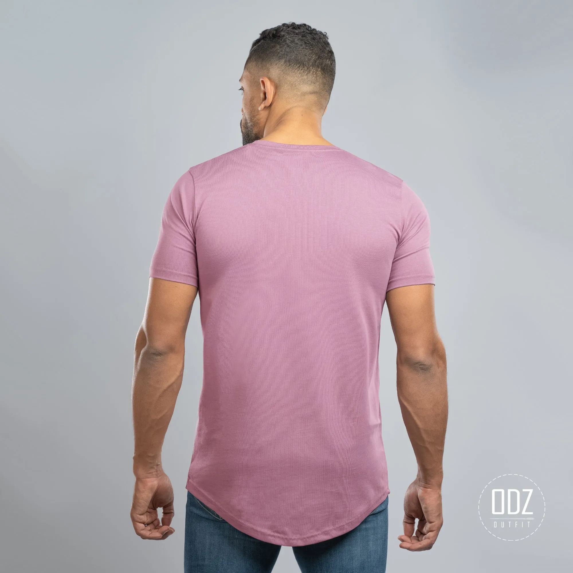Purple Curved V Neck T-shirt