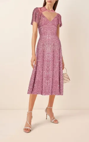 Ready To Wear Sequin Crystals Midi Dress