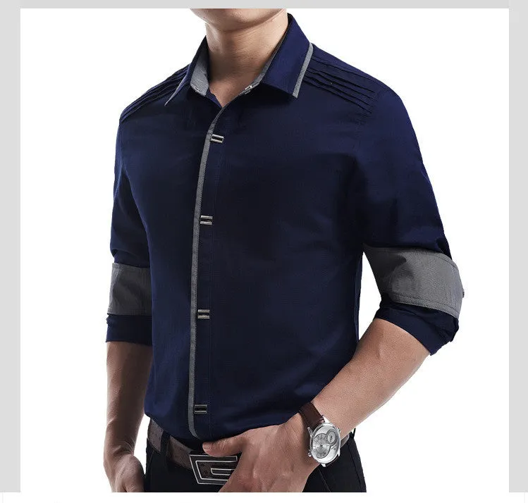 Rock Style Slim Fit Big Collar Men Shirt