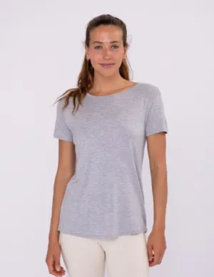 Short Sleeve High-Low Top in Heather Grey