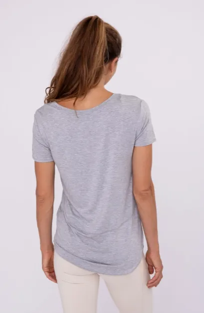 Short Sleeve High-Low Top in Heather Grey