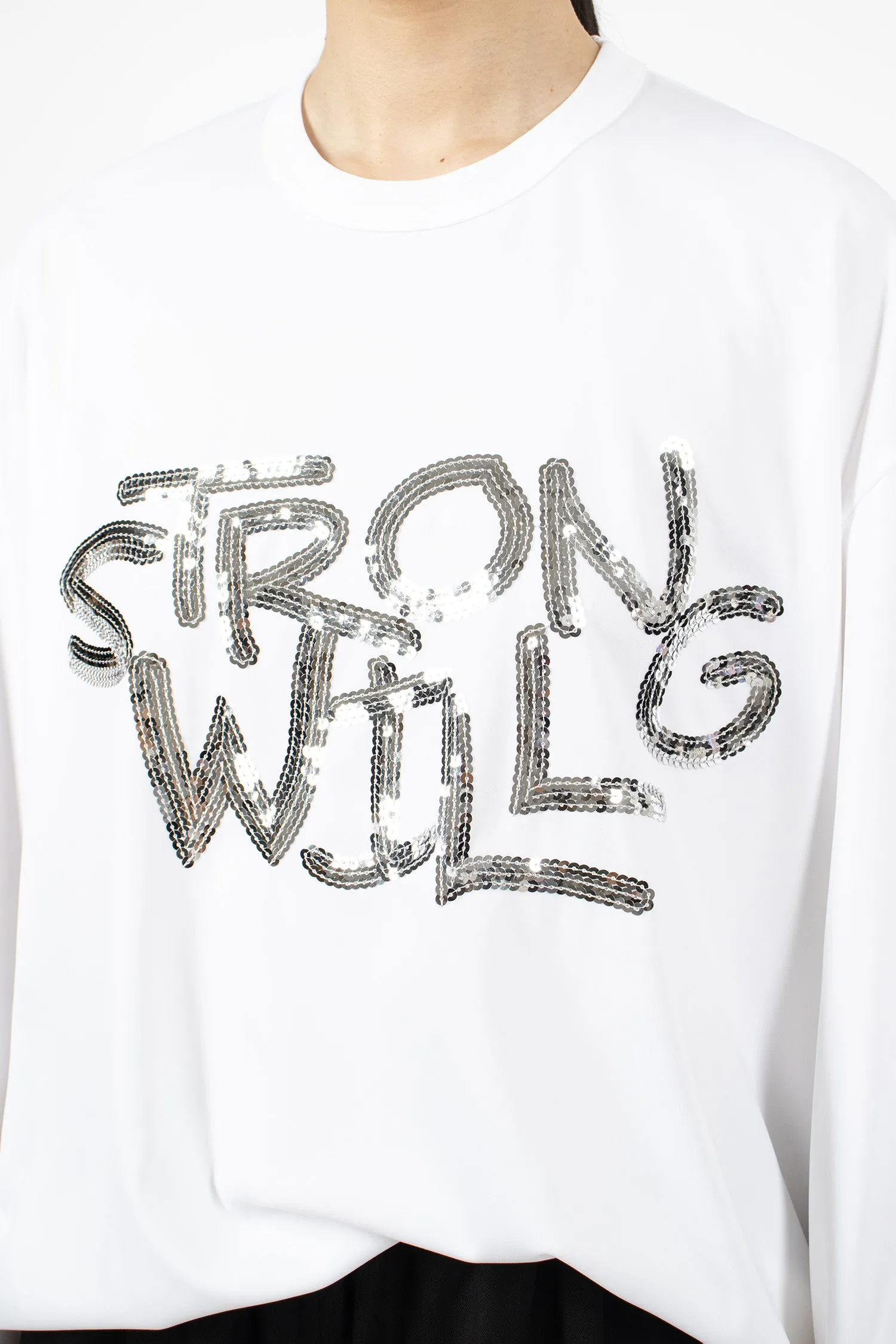 'STRONG WILL' LS T-Shirt White/Silver