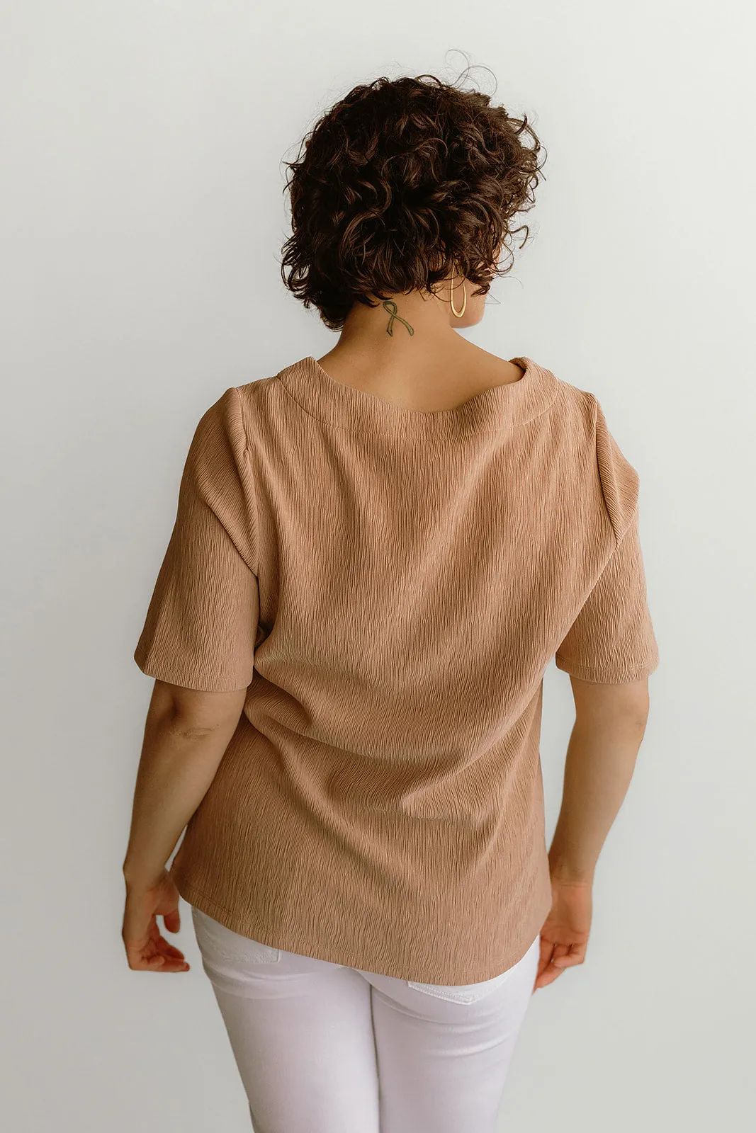 Top V Neck Fancy Crinkle