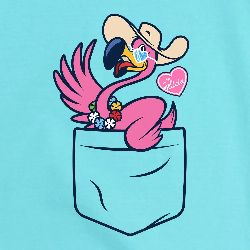 Women's Felicia The Pocket Flamingo V-Neck T-Shirt